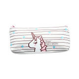 2 PCS Cute Cartoon Animal Unicorn Pattern Pencil Cases Kawaii Canvas School Supplies Stationery Pencil Case Box(White)