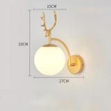 LED Glass Wall Bedroom Bedside Lamp Living Room Study Staircase Wall Lamp, Power source: Without Light Bulb(6104 Golden Milk White)