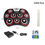 Silicone Folding Portable Hand-Rolled Drum DTX Game Strike Board(G800 Red)