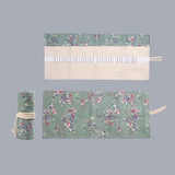 2 PCS 48 Holes Handmade Canvas Pen Curtain Large-Capacity Pencil Case For Boys And Girls Color Pencil Sketch Stationery Box(Plum)