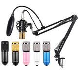BM800 Condenser Microphone Set With USB Sound Card(Black And  Golden Net)