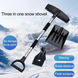 3-in-1 Car Snow Shovel Brush Kit Stainless Steel Retractable Ice Scraper(Black)