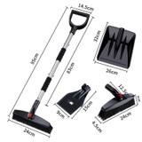 3-in-1 Car Snow Shovel Brush Kit Stainless Steel Retractable Ice Scraper(Silver)