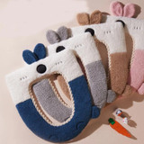 Washable Cartoon Rabbit Universal Toilet Seat Thickened Knitted Toilet Seat Cushion(Pink)