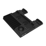 For PS4/PS4 Pro/PS4 Slim Host iplay Dual-seat Charging Multi-function Cooling Base Storage Bracket(Black)