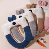 Washable Cartoon Rabbit Universal Toilet Seat Thickened Knitted Toilet Seat Cushion(Blue)