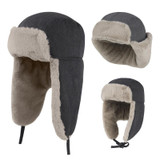 Windproof Padded Thickened Snow Hat Cold Protective Ear Hat, Size: One Size(Black)