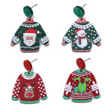 1pair Sweater Christmas Earrings Cute Elk Snowman  Earstuds, Color: Gift Box Red 