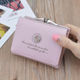 Simple Mini Vintage Flowers Short Women's Folding Wallet Coin Purse(Pink)
