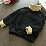 Autumn and Winter Wool High Collar Sweater Thread Fleece Thickening Sweatshirt Children Clothing, Size:13 Yards(Black)