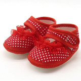 3 PCS Baby Infant Shoes Girls Dot Lace Soft Sole Prewalker Warm Casual Flats Shoes(Red Flower)