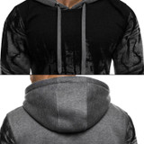 Men Loose Print Hoodie Sport Sweatshirt Set (Color:Red Size:XXL)