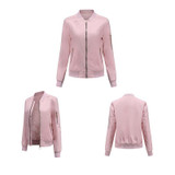 Autumn And Winter Thin Cotton Zipper Jacket Casual Coat For Women (Color:Pink Size:XL)