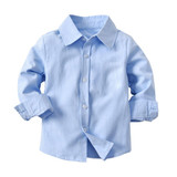 Children Long-sleeved Shirt + Denim Suspenders And Trousers Two-piece Suit (Color:Blue Size:110)