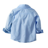 Children Long-sleeved Shirt + Denim Suspenders And Trousers Two-piece Suit (Color:Blue Size:110)