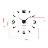 Bedroom Home Decoration Watch Frameless 3D Mirror Large DIY Wall Sticker Mute Clock, Size: 100*100cm(Black)