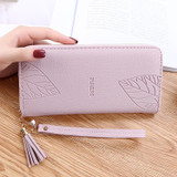Ladies Long Wrist Bag Multifunction Zipper Large Capacity Clutch Bag Wallet(Taro Purple)