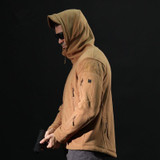 Fleece Warm Men Thermal Breathable Hooded Coat, Size:M (Black)
