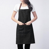 Sleeveless Denim Apron Halter Blue Denim Kitchen Overalls, Size:71x65cm(Black)