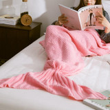 Mermaid Tail Blanket For Adult Super Soft Sleeping Knitted Blankets, Size:140 X70cm(Pink)