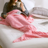 Mermaid Tail Blanket For Adult Super Soft Sleeping Knitted Blankets, Size:140 X70cm(Pink)