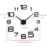 Acrylic Digital Wall Clock Home Living Room Wall Sticker Clock(Silver)