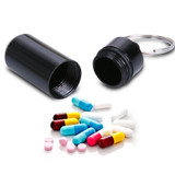 10 PCS Portable Sealed Waterproof Aluminum Alloy First Aid Pill Bottle with Keychain(Black)