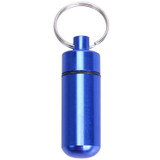 10 PCS Portable Sealed Waterproof Aluminum Alloy First Aid Pill Bottle with Keychain(Blue)