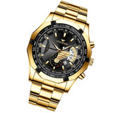 FNGEEN S001 Men Waterproof Watch Calendar Watch(Full Gold Black Surface)