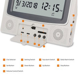 Desktop Digital Perpetual Calendar Study Alarm Clock(Gray White)