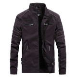 Men Casual Leather Jacket Coat (Color:Coffee Size:L)