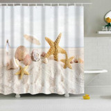 2 PCS Colorful Beach Conch Starfish Shell Polyester Washable Bath Shower Curtains, Size:150X180cm(Beach Shell)