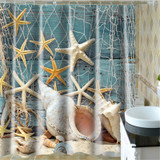 2 PCS Colorful Beach Conch Starfish Shell Polyester Washable Bath Shower Curtains, Size:150X180cm(Beach Shell)