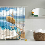 2 PCS Colorful Beach Conch Starfish Shell Polyester Washable Bath Shower Curtains, Size:150X180cm(Book Shell)