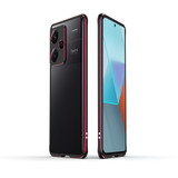 For Xiaomi Redmi Note 13 Pro+ Aurora Series Lens Protector + Metal Frame Phone Case(Black Red)