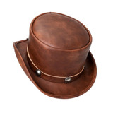 Retro Style PU Leather Round Top Magic Hat Gentleman Party Bow Hat, Size: One Size(Brown)