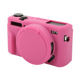 For Canon PowerShot G7 X Mark II / G7X2 Soft Silicone Protective Case with Lens Cover(Rose Red)