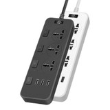 T14 2m 2500W 3 Plugs + 3-USB Ports Multifunctional Socket With Switch, Specification: EU Plug (Black)