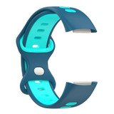 For Fitbit Charge 6 Two Color Silicone Watch Band(Blue Teal)