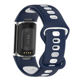 For Fitbit Charge 6 Two Color Silicone Watch Band(Midnight Blue White)