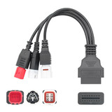 For Honda / Yamaha 3 in 1 OBDII Female to 3 Pin+4 Pin+6 Pin Motorcycle Connector Cable (Red)