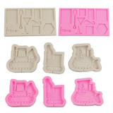 Cartoon Construction Site Tools Engineering Car Cake Decoration Molds, Specification: MK-3055 (Light Gray)