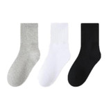 Children Cotton Solid Color Boneless Mid-Calf Breathable Sweat-Absorbent Socks, Size: L(Black)