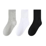 Children Cotton Solid Color Boneless Mid-Calf Breathable Sweat-Absorbent Socks, Size: XL(Black)