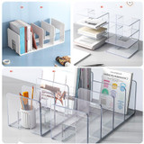 Acrylic Desktop Bookend Book Storage Rack Office Stationery Bookshelf, Style: Regular Transparent
