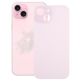 For iPhone 15 Easy Replacement Big Camera Hole Glass Back Battery Cover(Pink)