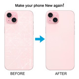 For iPhone 15 Easy Replacement Big Camera Hole Glass Back Battery Cover(Pink)