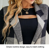 Women Long Suit Collar Sleeveless Sweater Jacket Plaid Jacquard Knit Vest Cardigan, Size: M(Gray)