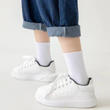Children Cotton Solid Color Boneless Mid-Calf Breathable Sweat-Absorbent Socks, Size: XXL(Black)