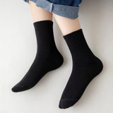 Children Cotton Solid Color Boneless Mid-Calf Breathable Sweat-Absorbent Socks, Size: M(Black)